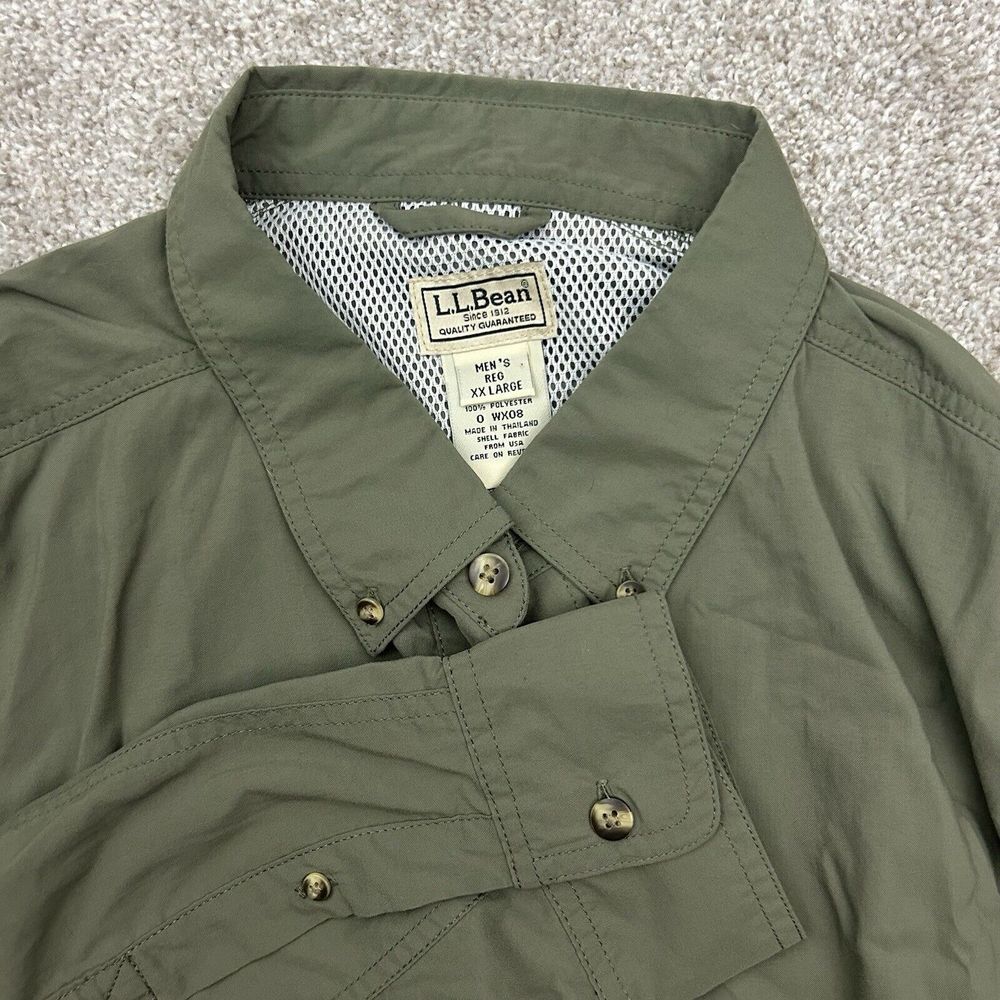 L.L Bean Men's 2XL Fishing‎ Hiking Vented Utility Pocket L/S Button Front Shirt